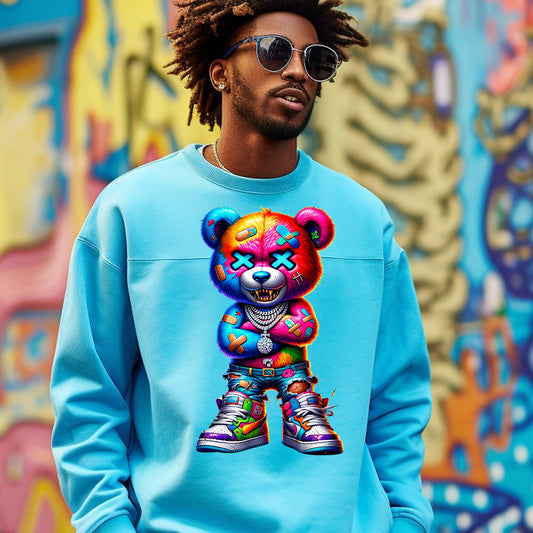 Neon Colorful Hip Hop Bear PNG