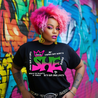 She Graffiti Pink Green PNG