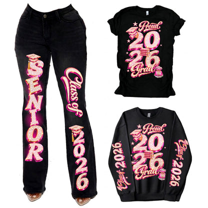 Proud 2026 Grad Sleeve Pants Shirt Bundle - pink