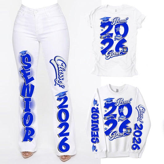 Proud 2026 Grad Sleeve Pants Shirt Bundle - royal blue