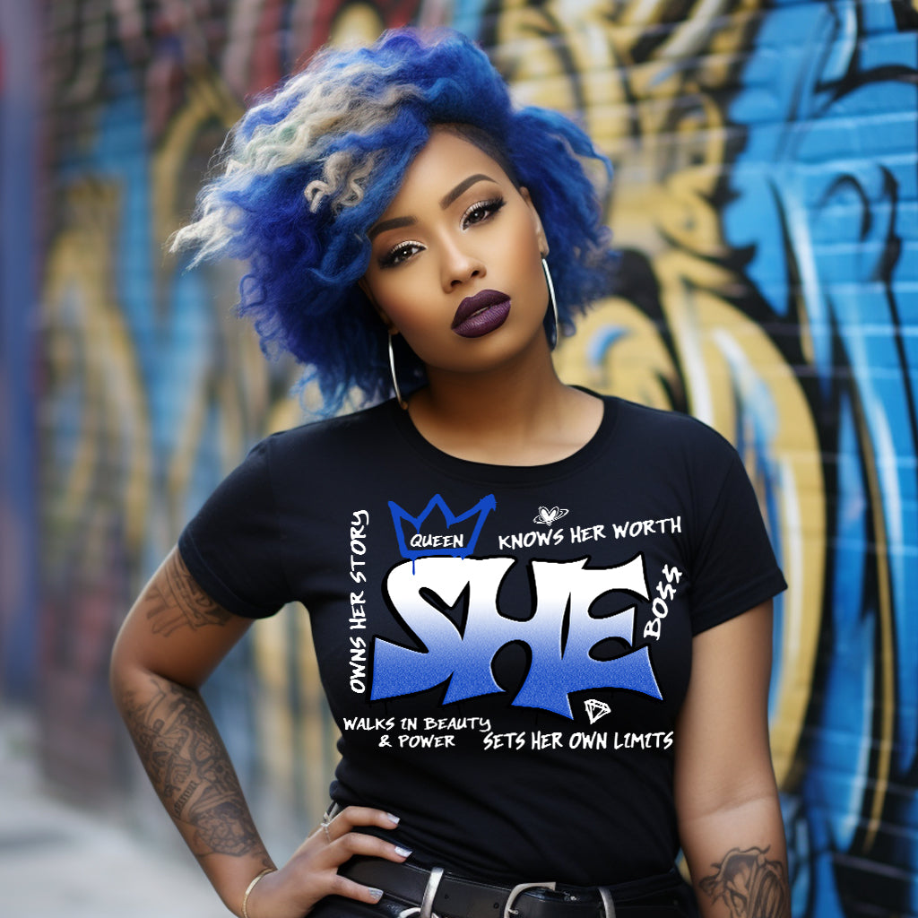 She Graffiti Blue White PNG