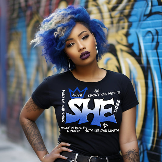 She Graffiti Blue White PNG