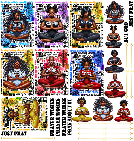 Prayer Dolls Journal & Mug UV DTF Stickers - 22 x24 Gang Sheet
