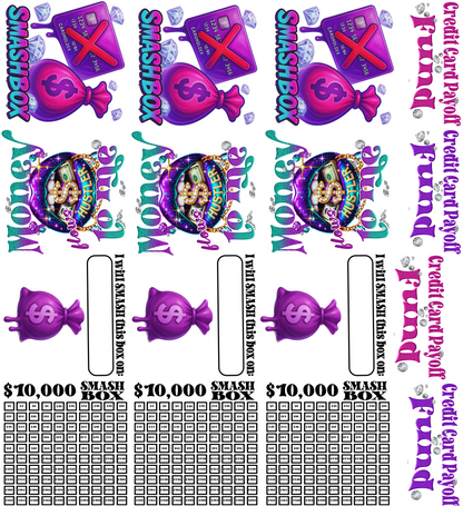 Credit Card Debt Payoff Fund Smash Box UV DTF Stickers - 22 x24
