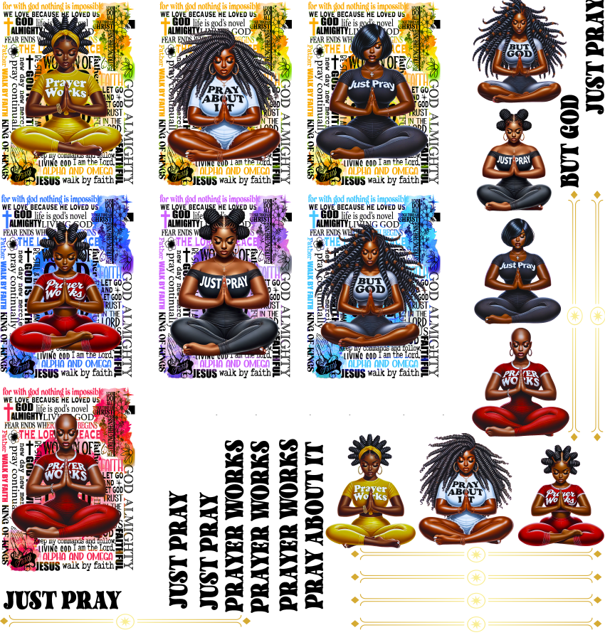 Prayer Dolls Journal & Mug UV DTF Stickers - 22 x24 Gang Sheet
