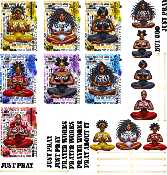 Prayer Dolls Journal & Mug UV DTF Stickers - 22 x24 Gang Sheet