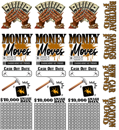Money Move Womans Hand Smash Box UV DTF Stickers - 22x24