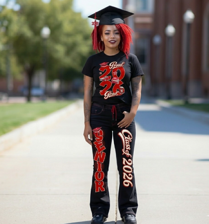 Proud 2026 Grad Sleeve Pants Shirt Bundle - red