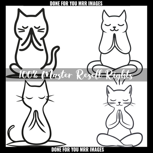 "Unlimited-Buyers" Line Art Yoga Cats MRR Bundle - Part 1