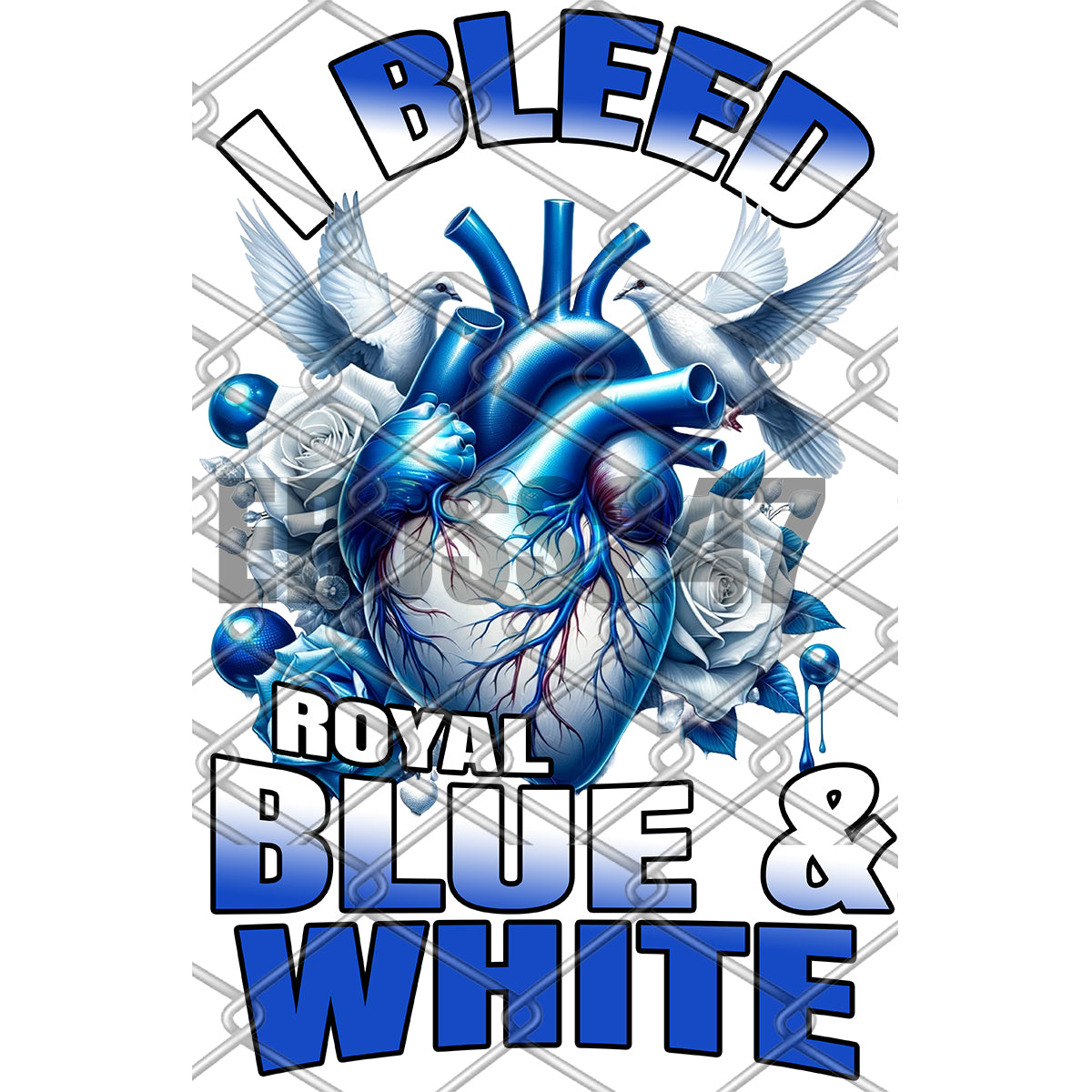 I Bleed Royal Blue and White ZPB PNG