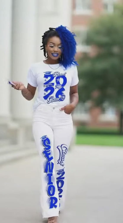 Proud 2026 Grad Sleeve Pants Shirt Bundle - royal blue