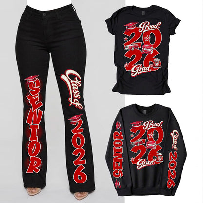 Proud 2026 Grad Sleeve Pants Shirt Bundle - red