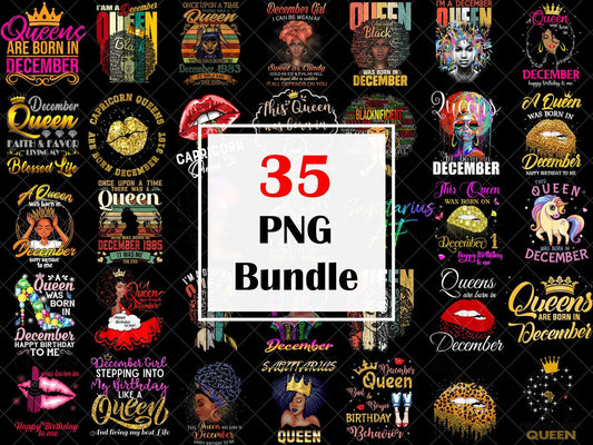 35 December Queen Sagittarius PNGs Bundle