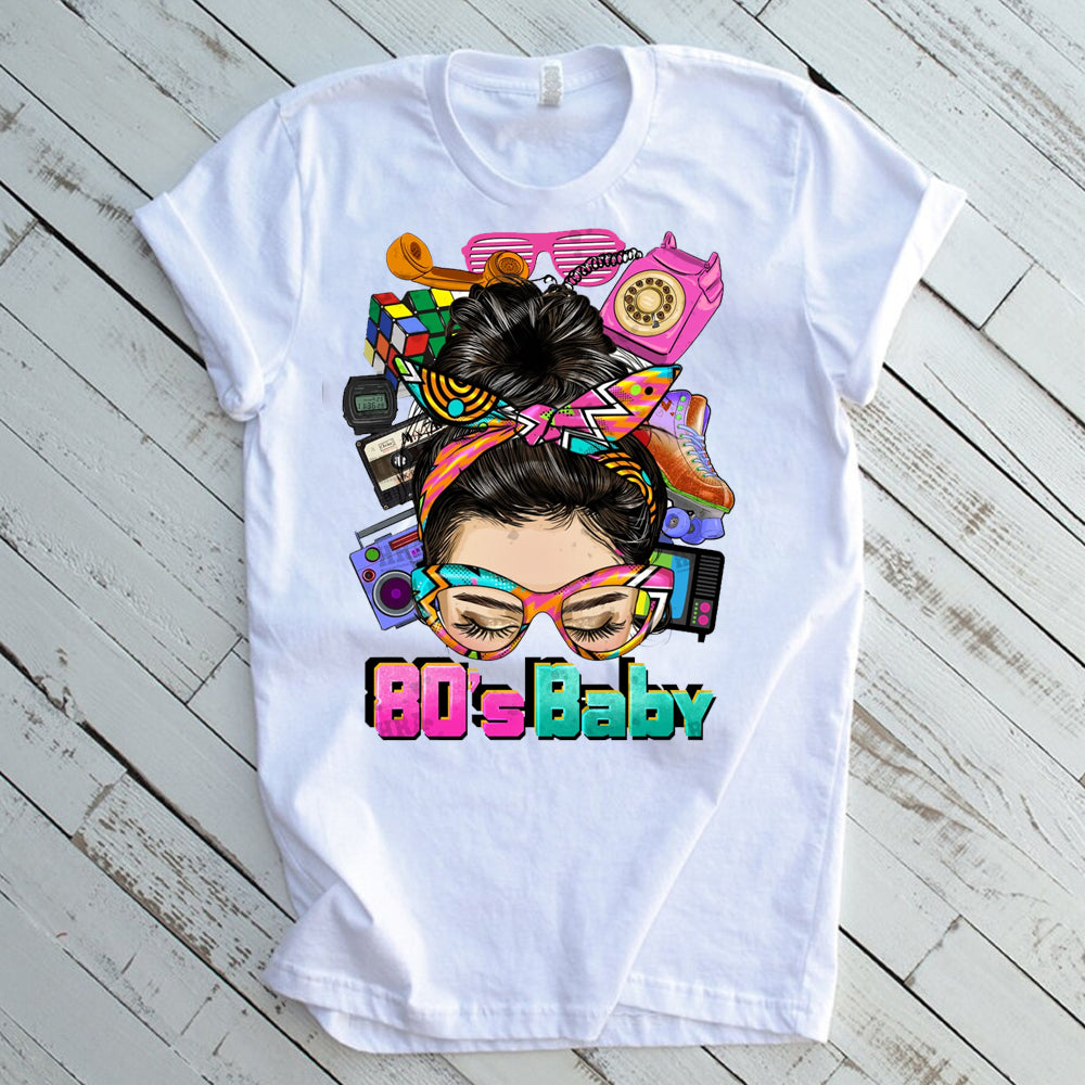 80s Baby Brunette Curly Sublimation Transfer