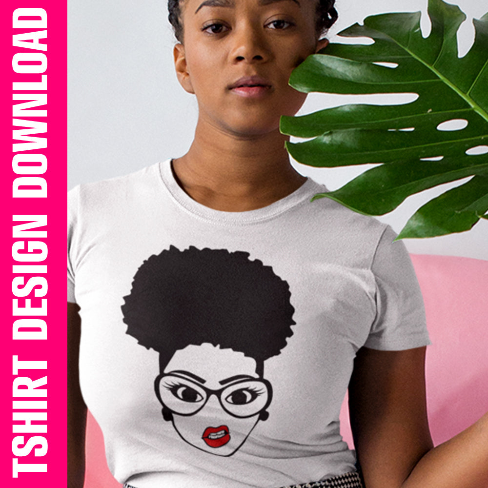 AfroPuff with Glasses PNG SVG