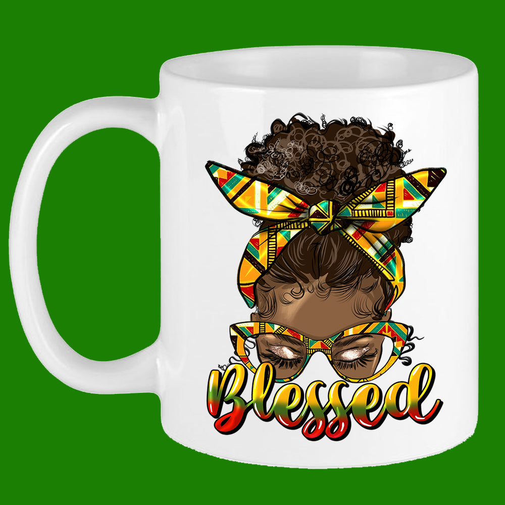 Blessed Afro Messy Bun Mug Sublimation Transfer