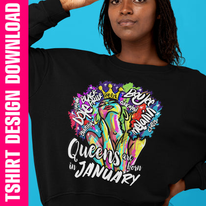 Queens Are Born In January PNG SVG