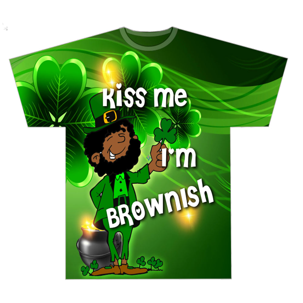 Kiss Me I'm Brownish Leprechaun AOP and Chest Design