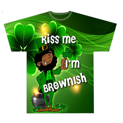 Kiss Me I'm Brownish Leprechaun AOP and Chest Design