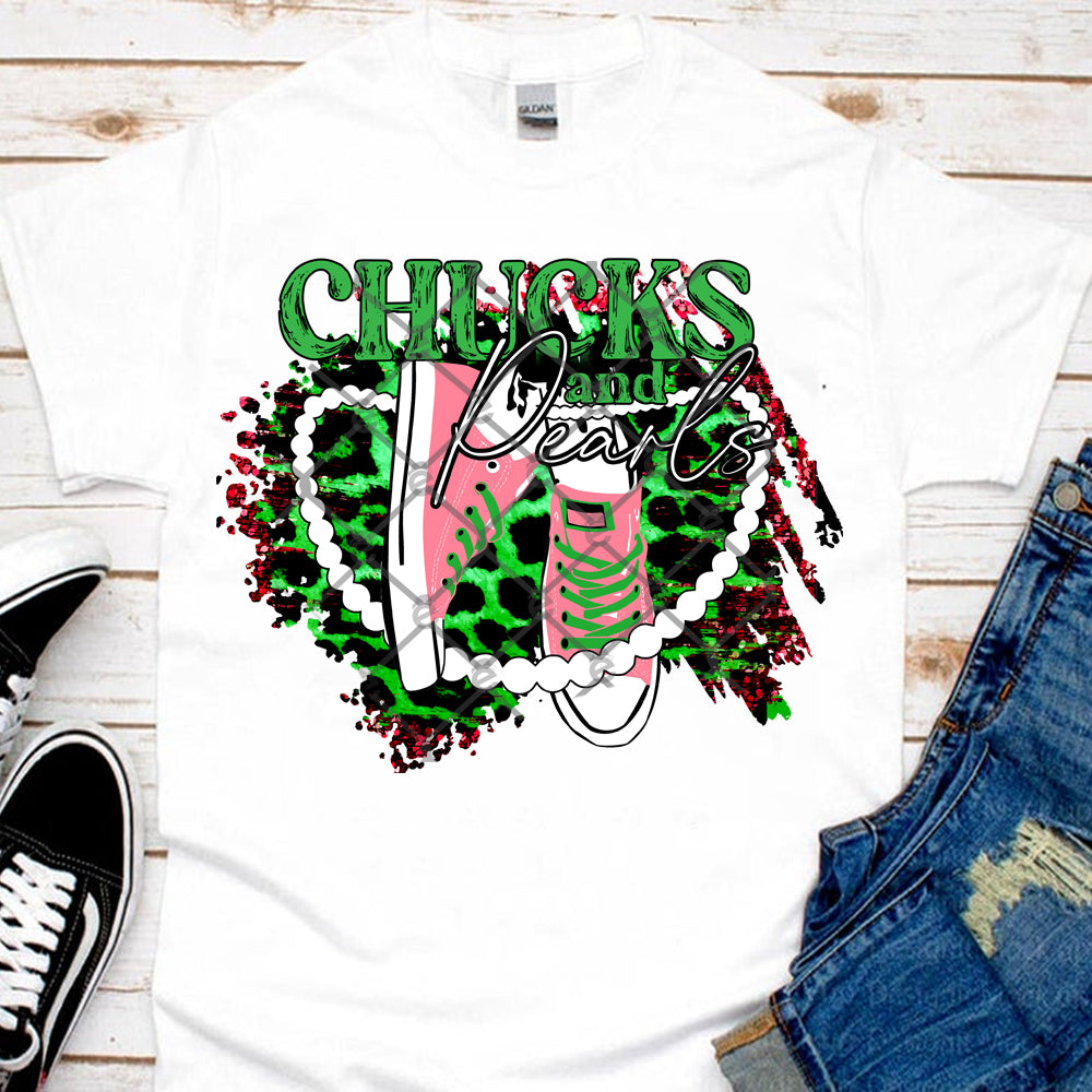 Chucks & Pearls Green Leopard PNG Only