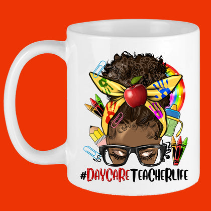 #DayCareTeacherLife Messy Bun Mug Sublimation Transfer