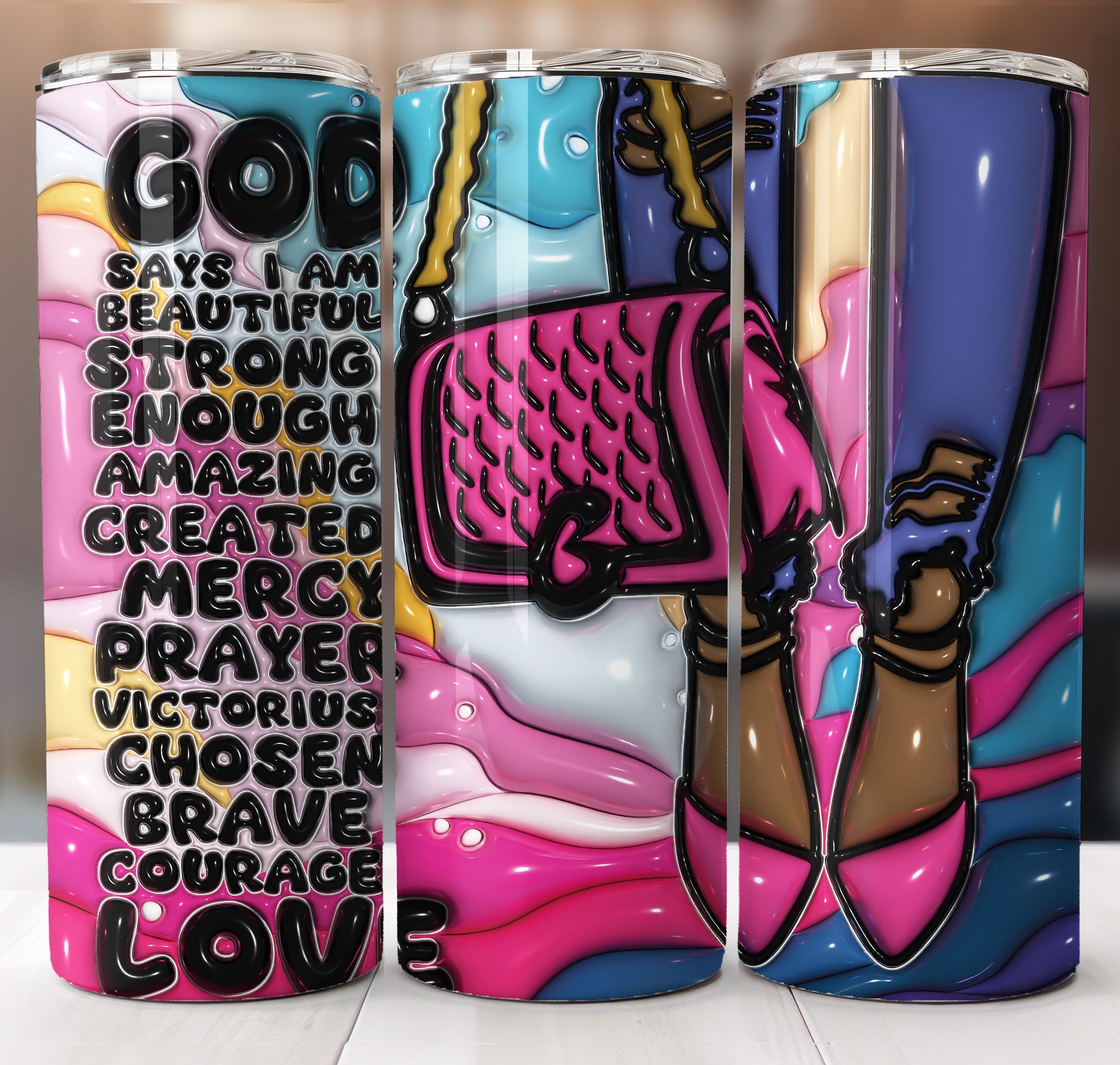 God Says Puff Inflated Tumbler Sublimation Transfer