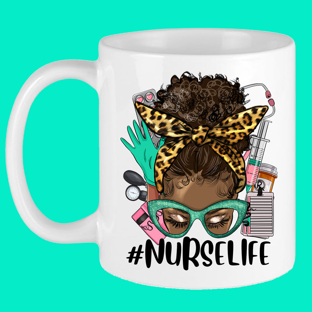 #NurseLife Messy Bun Mug Sublimation Transfer