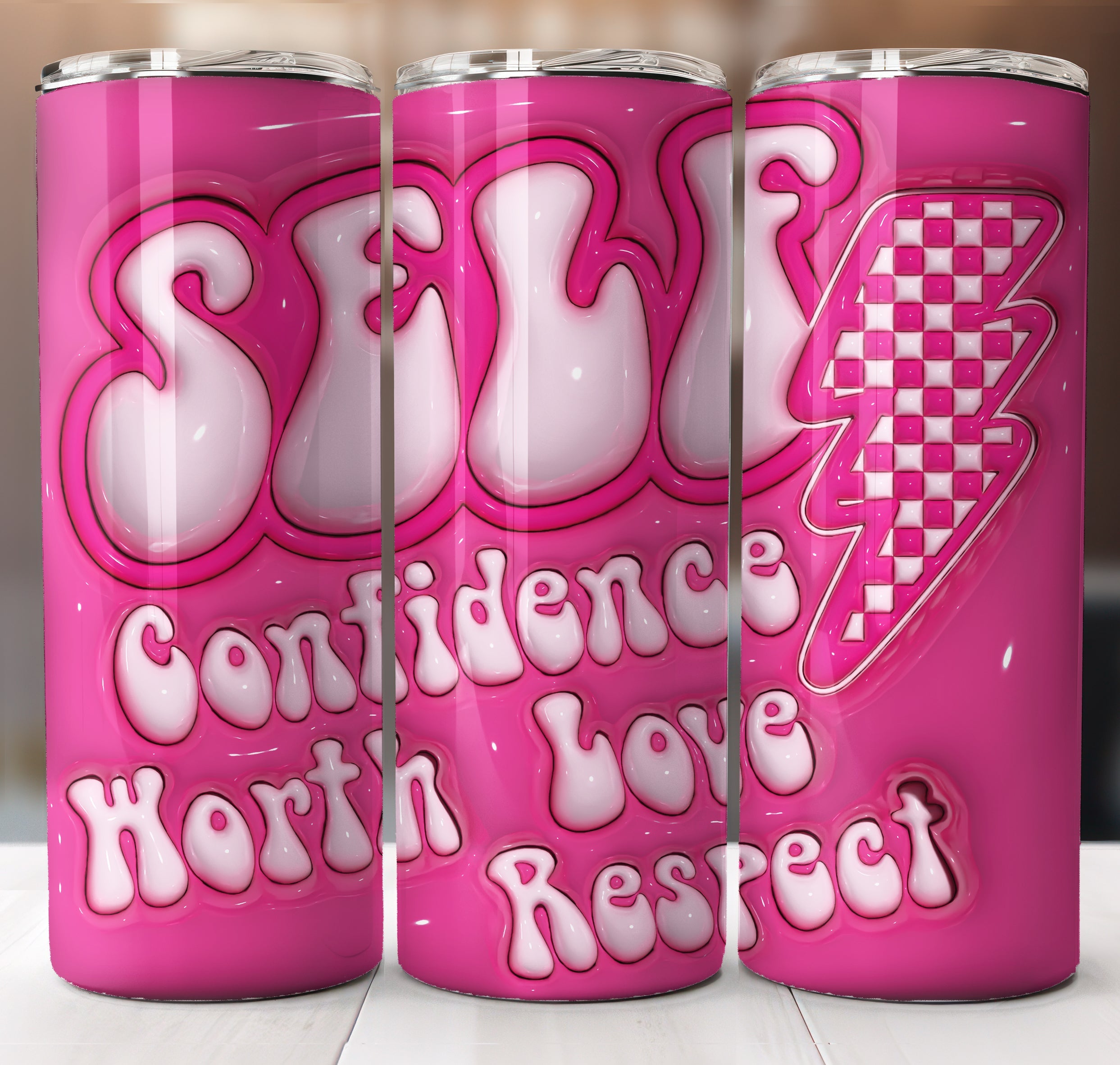 Self Confidence Puff Inflated Tumbler Sublimation Transfer