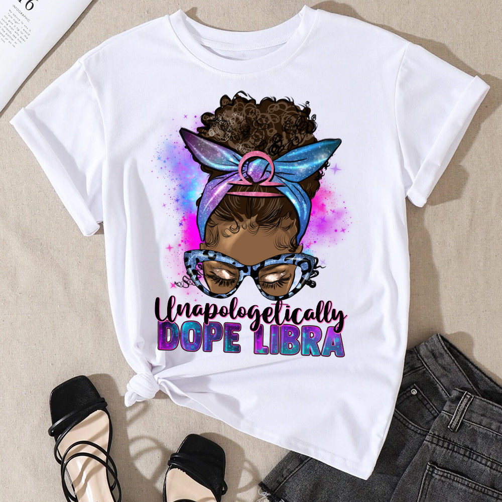 Unapologetically Dope Libra Afro Messy Bun Sublimation Transfer