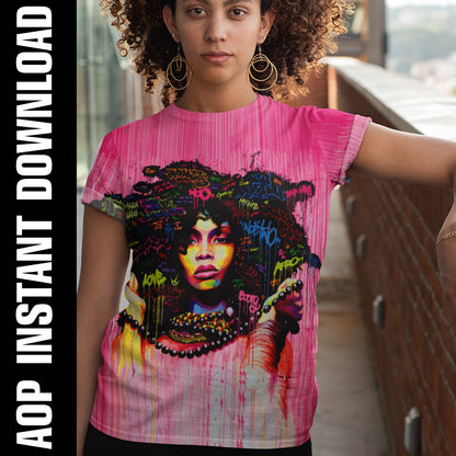 Badu Graffiti Hair AOP Sublimation Design