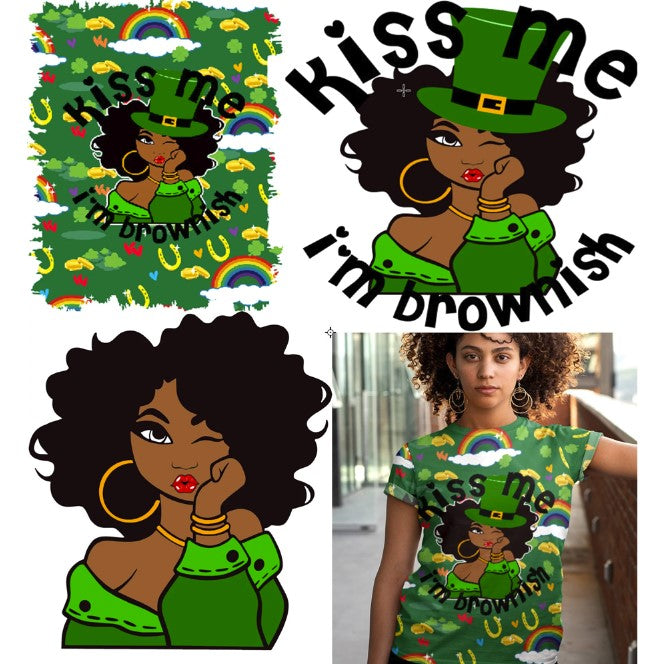 Rainbow Kiss Me I'm Brownish AOP Sublimation and Chest Design