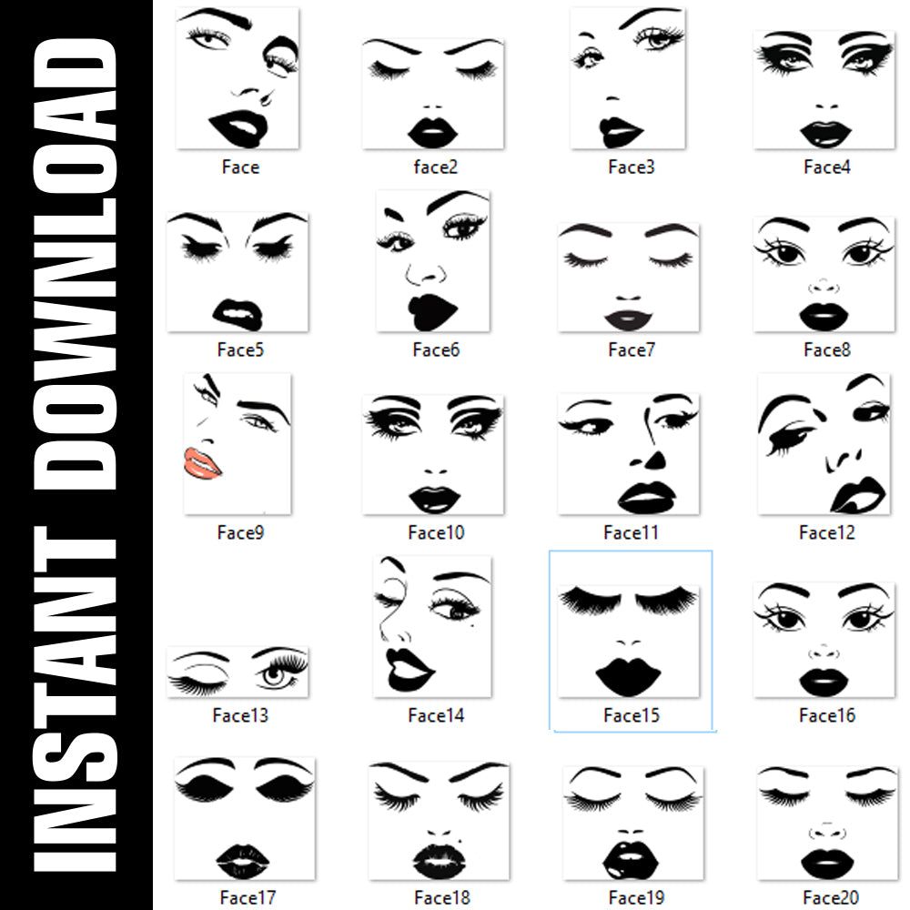Brows Lashes Lips Bundle PNG SVG