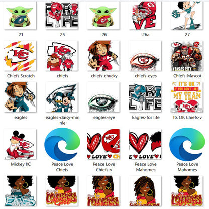 Chiefs Eagles Superbowl PNG Bundle