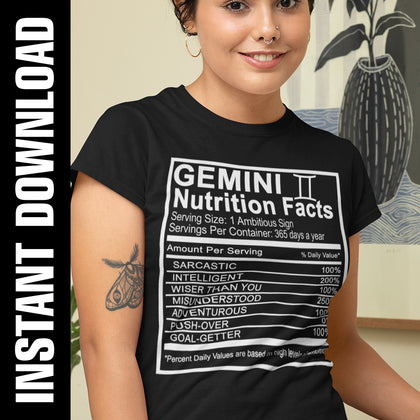 Gemini Nutrition Facts PNG SVG