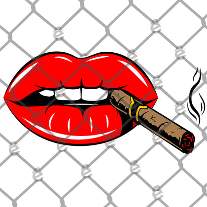 Lips Smoking Blunt PNG SVG