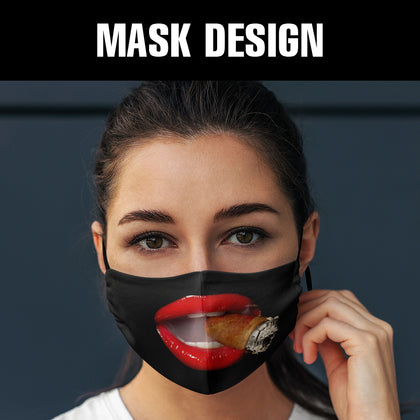 Red Lips Smoking Cigar Mask Design PNG SVG