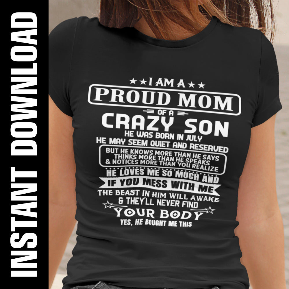 Proud Mom Crazy Son SVG PNG