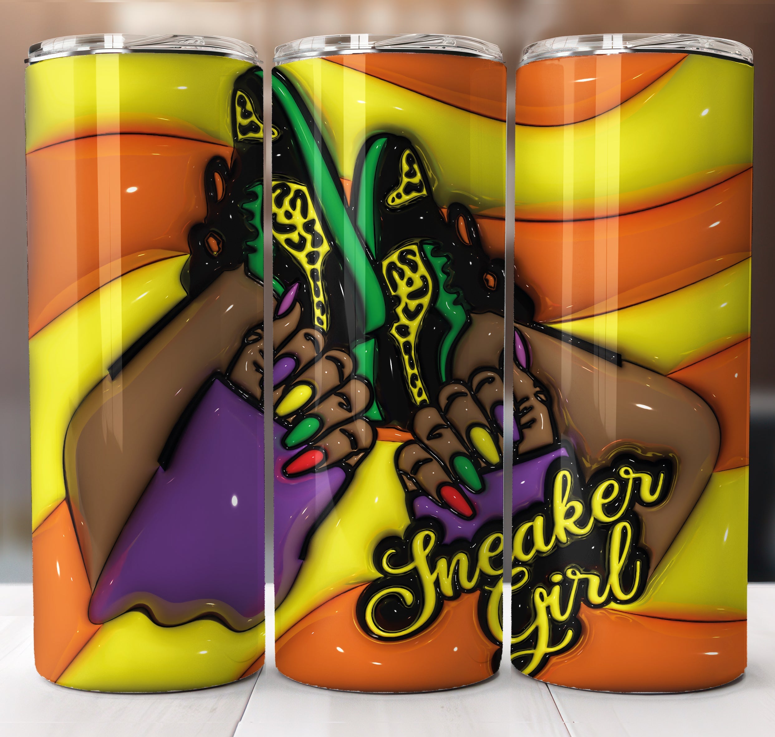Sneaker Girl Inflated Tumbler Sublimation Transfer
