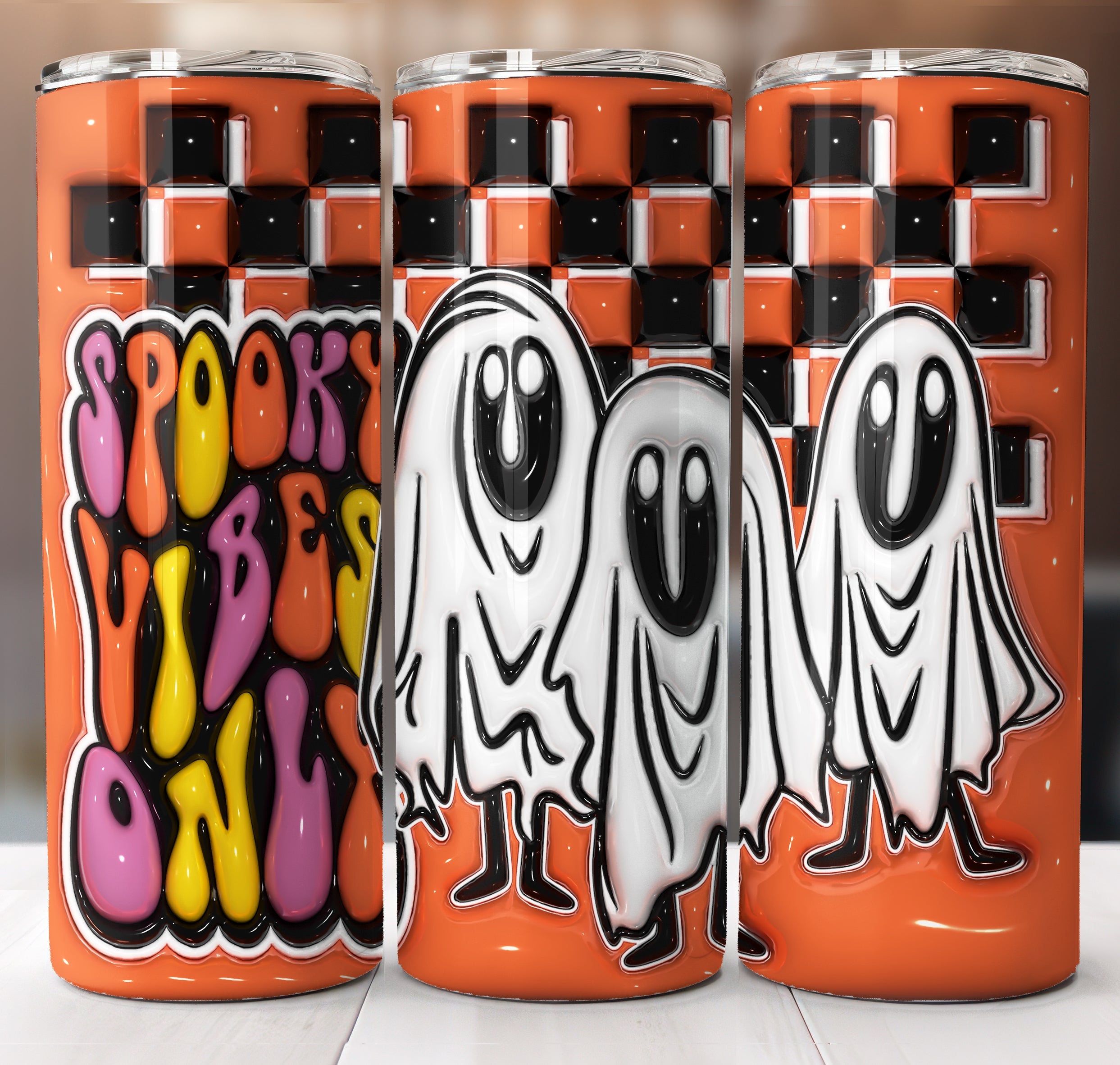 Spooky Vibes Puff Inflated Tumbler Sublimation Transfer