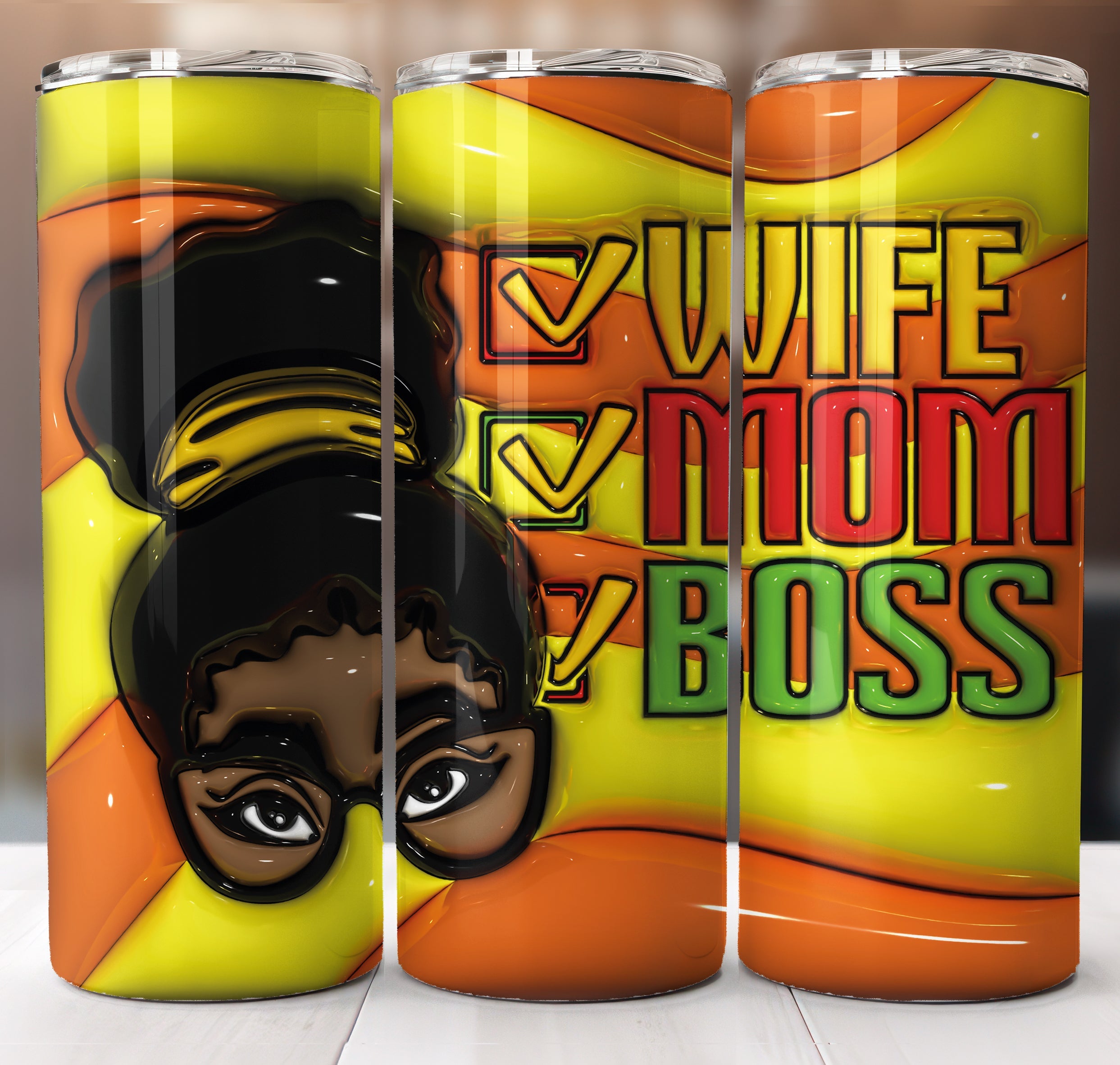 Wife Mom Boss Inflated Tumbler Sublimation Transfer